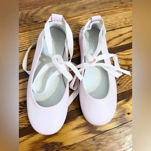 Jacadi NWOB pink girls ballet flats lace up ankle brand new girly princess